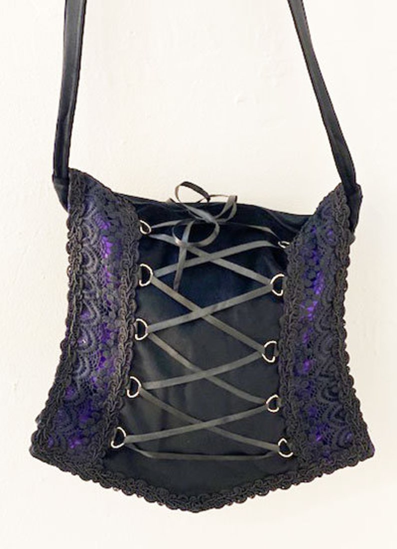 Corset Style Lace up Gothic Black Velvet Bag Shoulder Bag Etsy
