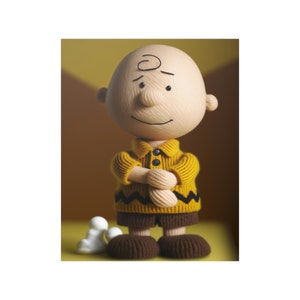 Charlie Brown Poster, Peanuts posters, Super Hero Poster, artistic knit poster, movie posters, comic poster, gift, birthday gift, Peanuts