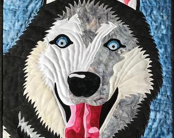 Siberian Husky pattern to make 18”x18” quilt or pillow