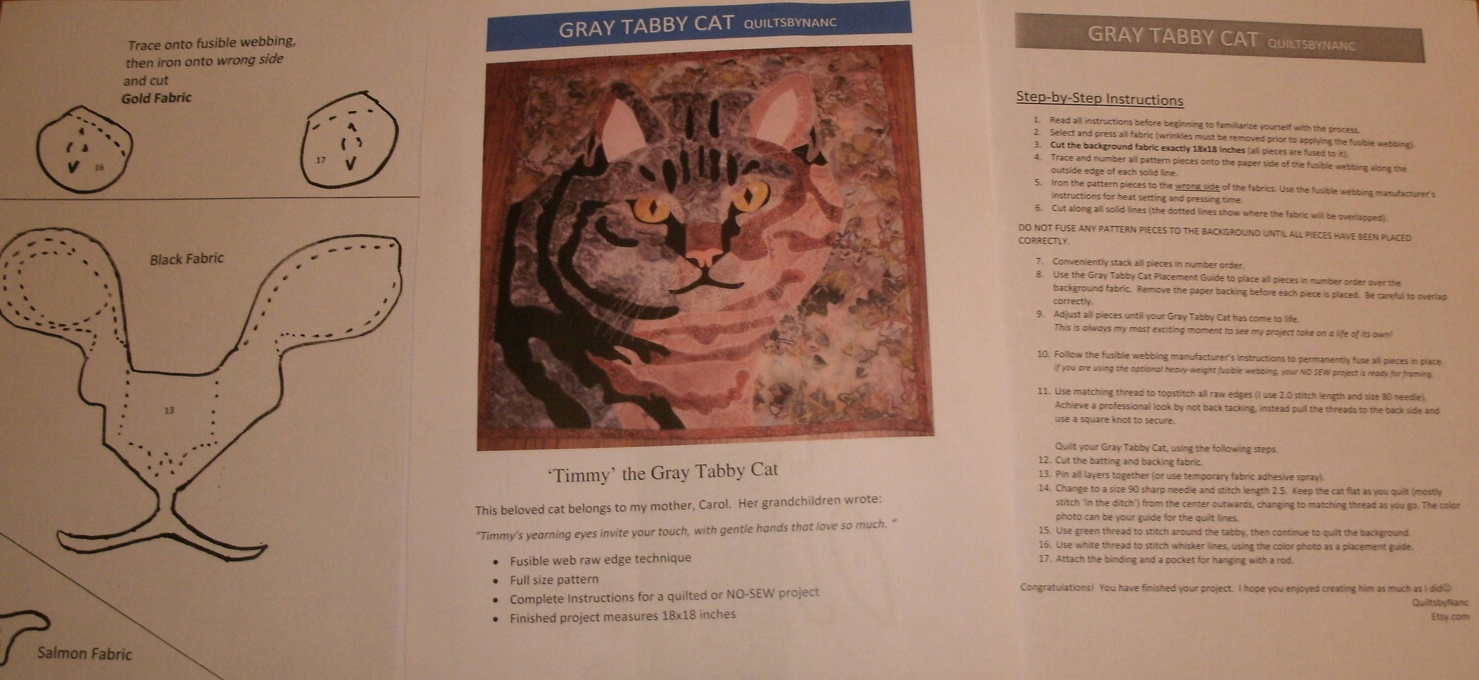 Gray Tabby Cat Pattern for Wall Hanging 18x18 Inches Etsy Norway