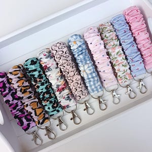Keychain /Handmade Scrunchie Wristlet Key Fob: Floral Fabric Keychain (6 inch)/ Keyfob / Gift / Wristlet Keychain