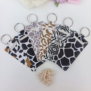 Faux Leather Lip Balm Holder Keychain, Animal Print Chapstick Sleeve