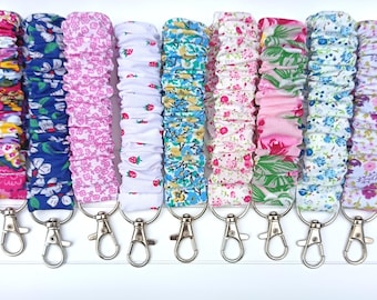 Handmade Scrunchie Wristlet Keyfob: Cotton & PolyCotton, 6"