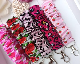 Handmade Scrunchie Wristlet Keyfob / Scrunchie Keychain