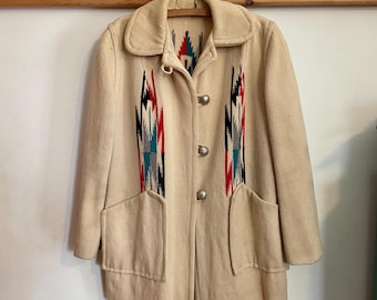 Beautiful Vintage 1950s Ganscraft Chimayo Blanket Swing Coat Size