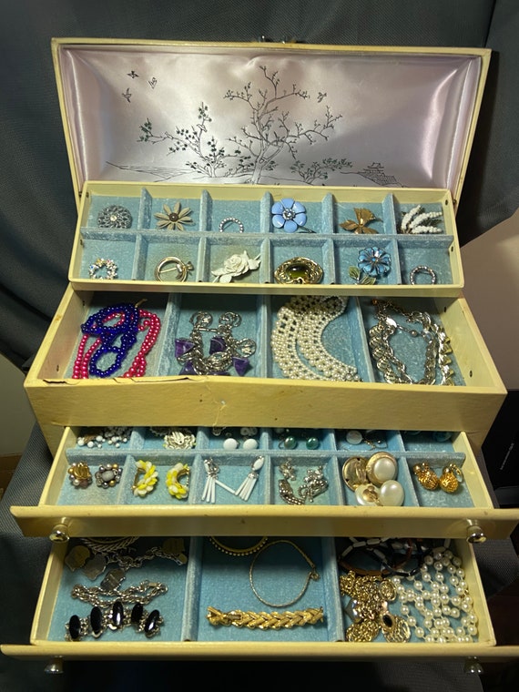 Vintage Jewelry Box with Costume Jewelry