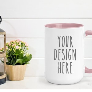 Tasse à café Accent rose personnalisée, 15 oz, tasse colorée, tasse à café personnalisée, tasse personnalisée, tasse personnalisée, cadeau pour elle