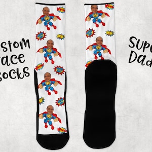Personalized Super Dad Socks, Super Dad Socks, Dad&#39;s Custom Socks, Photo Socks, Face Socks, Gifts for Men, Gifts for Dad
