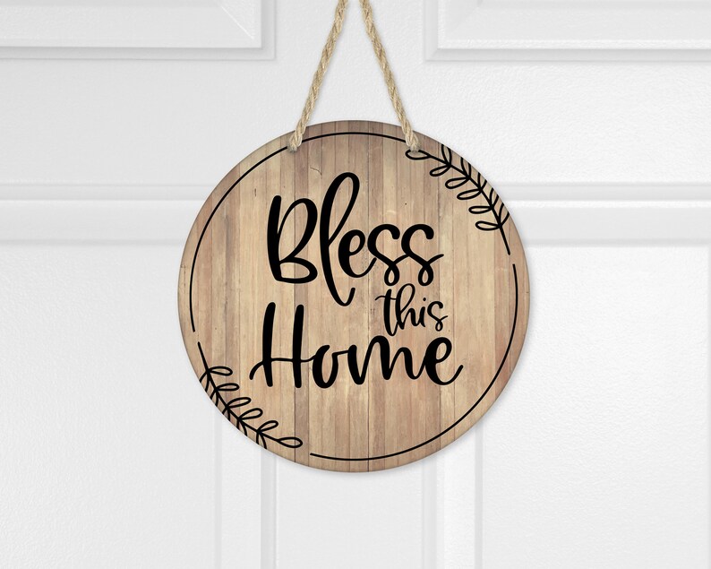 Bless This Home Sign Custom Door Sign Wood Look Door Sign Etsy