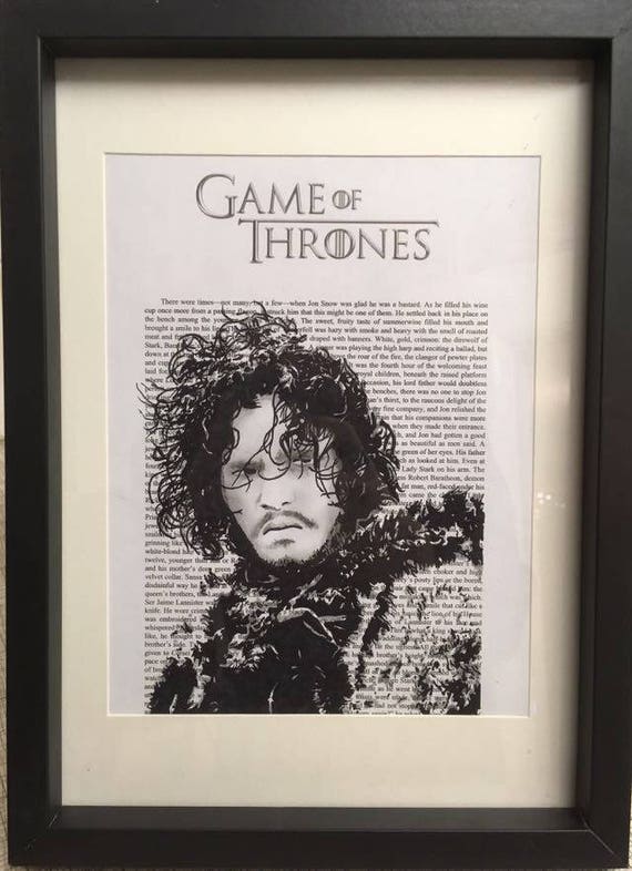 Game Of Thrones Jon Snow Book Art Etsy