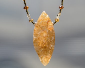 Citrine Druzy Necklace Pendant