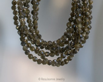 Gold Sheen Obsidian Multistrand Bracelet Necklace