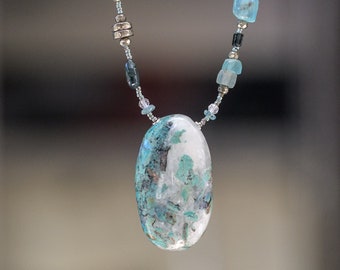 Chrysocolla Calcite Necklace Pendant