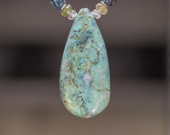 Chrysocolla and Grossular Garnet Necklace Pendant