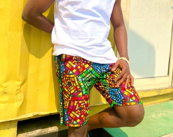 HERREN SHORTS Lässige Classic Fit Ankara Shorts Multicolor Strand Shorts Alle Größen