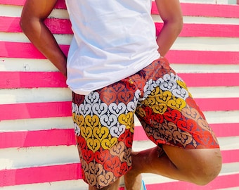 MENS SHORTS Casual Classic Fit Ankara shorts Blue Beach shorts All Sizes Golf shorts