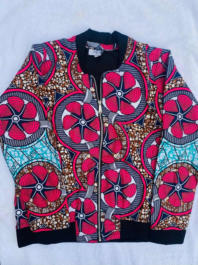 PINK 6April Bomber Ankara Print Jacket. Large. Uk 12-14 zdjęcie 7