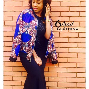 The Juelz 6April Bomber Ankara Print Jacket. UK8-10 image 1