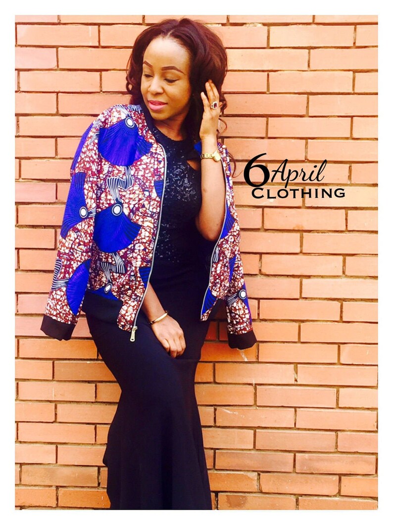 The Juelz 6April Bomber Ankara Print Jacket. UK8-10 image 1