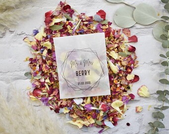 Luxury Large Biodegradable Confetti Packets  | Suitable for all Wedding confetti | Geo Design | Personalised