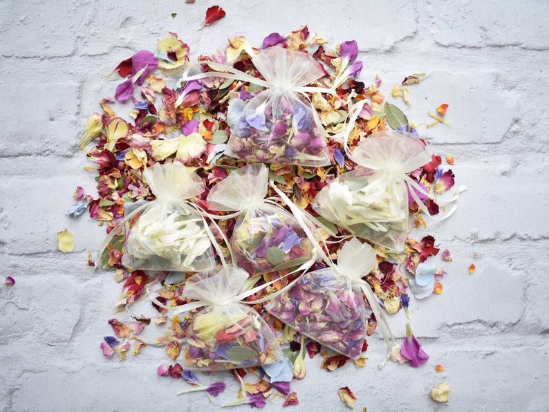 Biodegradable Confetti Organza Confetti Pouches Natural Dried Petal Confetti Classic Confetti Rose Petal Confetti Confetti Bags image 2