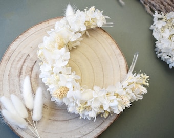 Couronne de fleurs séchées ivoire