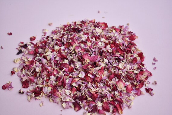Natural Biodegradable Wedding Confetti PINK Ivory Lilac Dried Petal Mix 7 Guests 