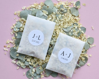 Biodegradable Confetti | Frosted Confetti Packets | Confetti Bags | Flower Petal Confetti | Ready Made | Personalised White Sticker