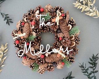 Personalised Christmas Wreath | Woodland Wreath | Fir & Pine Cone