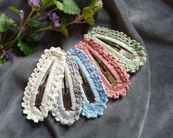 Hair clips set of 3, crochet, boho style, 5 colors to choose from