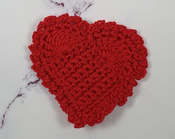 Applique, heart, crochet, set of 6, decoration Valentine's Day
