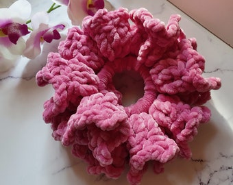 Scrunchie XXL, Crochet, Velvet, Old Pink