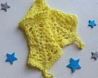 Yellow crochet lace hand warmers, toddler, flower girl accessory