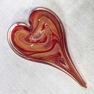 Red Hand Blown Glass Heart Paperweight