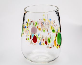 Handblown Clear Stemless Wine Glass
