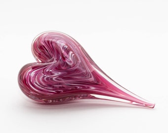 Hand Blown Glass Heart Paperweight