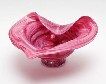 Pink Handblown Glass Heart Bowl