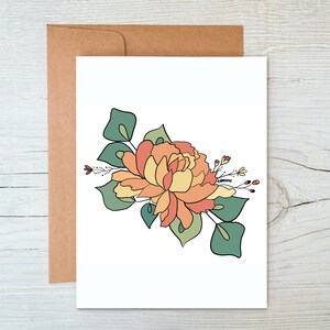 Carte de souhait / Carte de voeux pivoine colorée