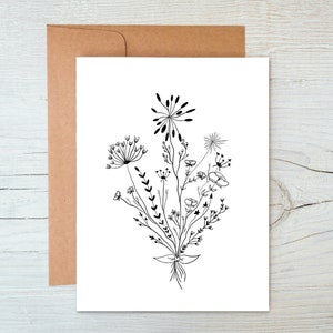 Carte de souhait / carte de voeux fleurs sauvages minimaliste
