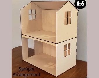 Stackable Dollhouse Room Box | Dollhouse Room Box | Photography Backdrop | 11-12 inch dolls | 1:6 Scale
