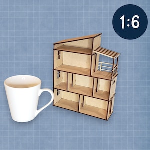 Wooden &quot;Toy&quot; House fits INTO 1:6 Scale Dollhouse ( fits into house for 11-12 inch doll)