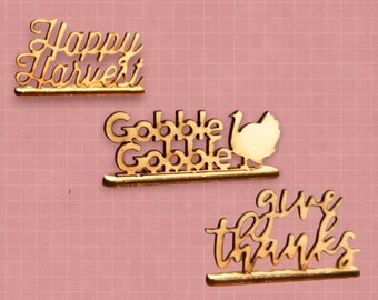 Wooden Thanksgiving Signs for Dollhouses and Dioramas