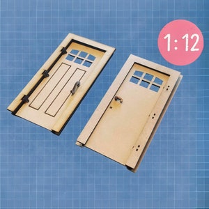 Door for 1:12 Room Box/Dollhouse Room, Functioning Hinges