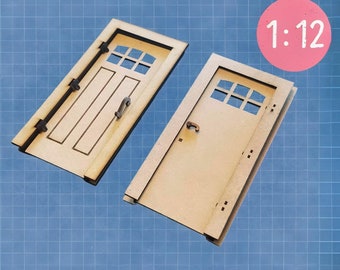 Door for 1:12 Room Box/Dollhouse Room, Functioning Hinges