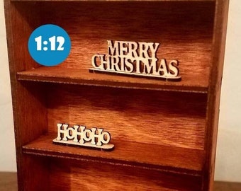 Tiny Wooden Christmas Signs for 1/12 Scale Dollhouse