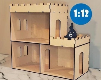 Stackable Castle Dollhouse Room Box | Dollhouse Room Box | Photography Backdrop | 5-6 Inch Doll Room Box | 1:12 Scale