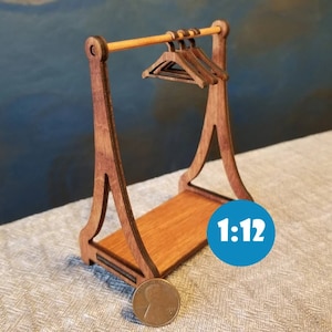 Wood Dollhouse Miniature Hangers and Clothes Rack | Dollhouse Decor | 1:12 Scale | Doll Decor | Dollhouse Decorating