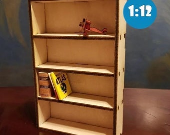 Bibliothèque Miniature Bois échelle 1:12 - Décoration Maison De Poupée, Cadeau Pour Amoureux Des Livres