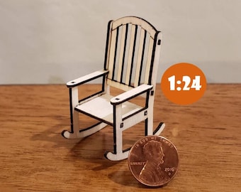 Miniature Doll Rocking Chair for 1:24 Scale