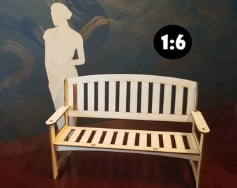 Miniature Doll Park Bench for 1:6 Scale (for 11-12 inch doll)